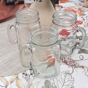 Clear Glass Mason Jar Mugs Set 16 oz.